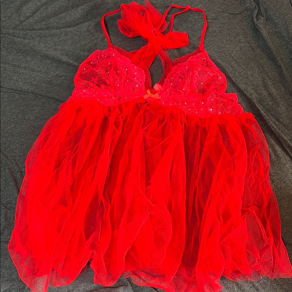 Elegant Red Lace Babydoll Lingerie